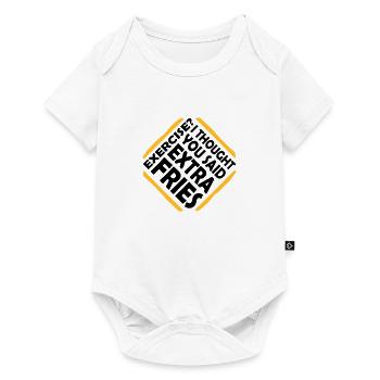 Exercise Extra Fries Zitat - Baby Premium Kurzarmbody - Weiß - Vorne