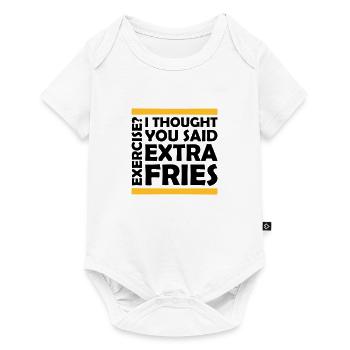 Exercise Extra Fries Zitat - Baby Premium Kurzarmbody - Weiß - Vorne