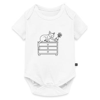 Flower vase knocked over evil cat - Baby Premium short-sleeve bodysuit - white - Front