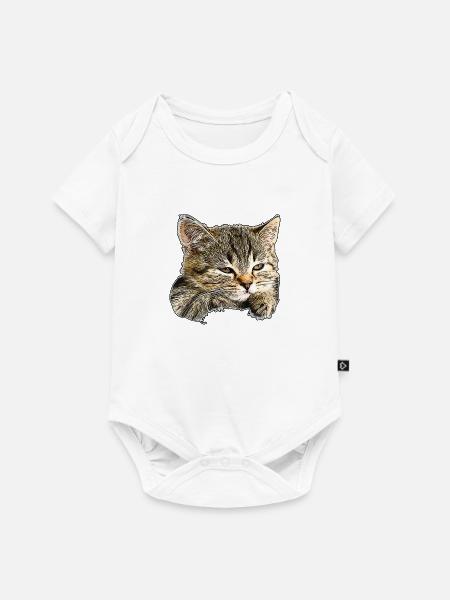 Cat face - Baby Premium Kurzarmbody - Weiß