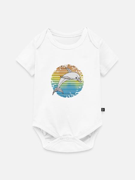 Delfin - Baby Premium Kurzarmbody - Weiß