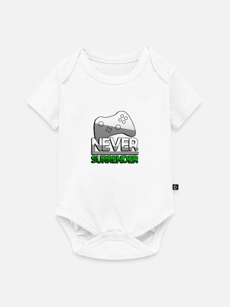 NEVER SURRENDER (Grün) + Controller - Gaming - Baby Premium Kurzarmbody - Weiß