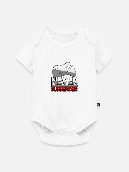 NEVER SURRENDER (Rot) + Controller - Gaming - Baby Premium Kurzarmbody - Weiß