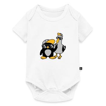 Möwe Pinguin 2 Freunde - Baby Premium Kurzarmbody - Weiß - Vorne