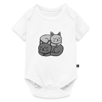 2 chats dorment l’un sur l’autre - Body à manches courtes Premium Bébé - blanc - Devant