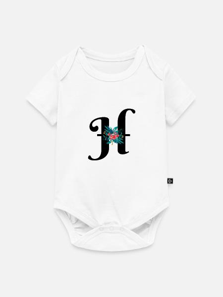 Buchstabe H geblüht - Baby Premium Kurzarmbody - Weiß