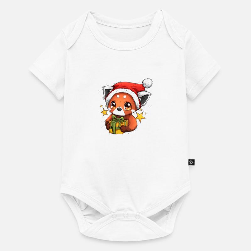 Panda roux de Noël - Body à manches courtes Premium Bébé - blanc