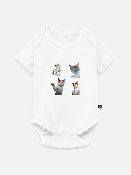 Packung Aufkleber Coole und niedliche Katzenkatzen - Baby Premium Kurzarmbody - Weiß