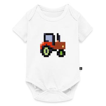 Tractor pixelated gift idea pixel tractor - Baby Premium short-sleeve bodysuit - white - Front