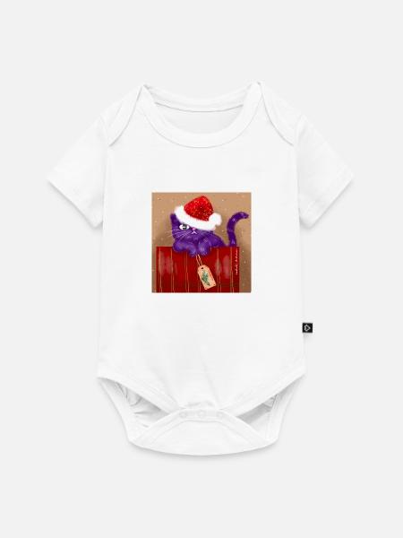 Weihnachtskatze - Baby Premium Kurzarmbody - Weiß
