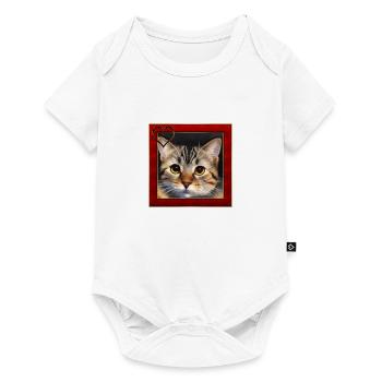 Katze im Rahmen 1 - Baby Premium Kurzarmbody - Weiß - Vorne