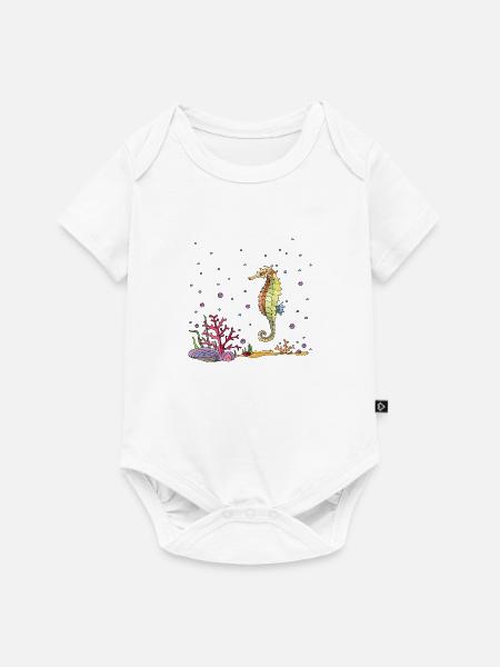 Seepferdchen - Baby Premium Kurzarmbody - Weiß