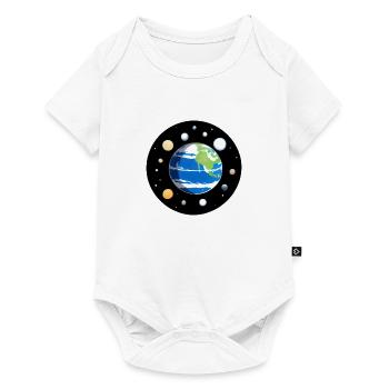 Mignon dessin animé représentation de la planète Terre 7 - Body à manches courtes Premium Bébé - blanc - Devant