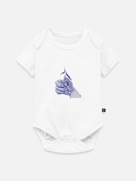 Gottesanbeterin Linen Kunst Design - Baby Premium Kurzarmbody - Weiß