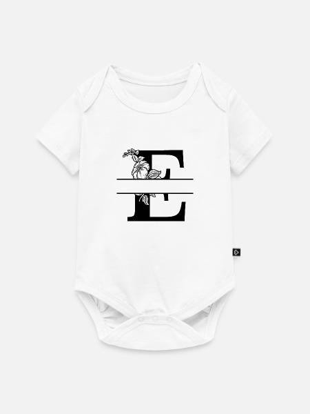 Personalisierter Blumenbrief - Baby Premium Kurzarmbody - Weiß