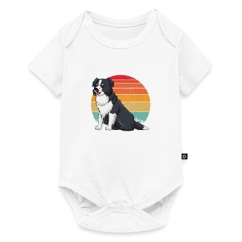 Border collie Retro 2 - Body à manches courtes Premium Bébé - blanc - Devant