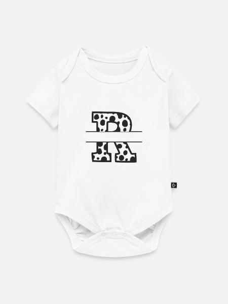 Letter R benutzerdefiniertes Kuhmuster - Baby Premium Kurzarmbody - Weiß