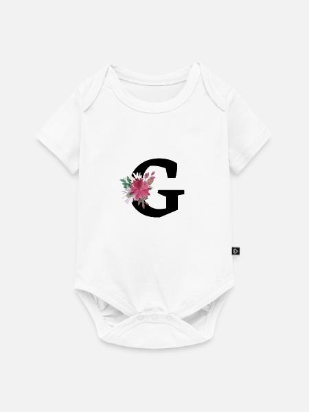 Buchstabe g blumig - Baby Premium Kurzarmbody - Weiß