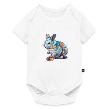 A beautiful chinchilla rides on a scateboard - Baby Premium short-sleeve bodysuit - white - Front