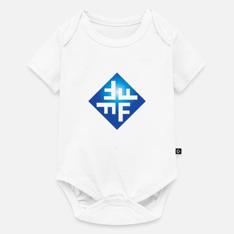 Carreau découpé de couleur bleue - Body à manches courtes Premium Bébé - blanc