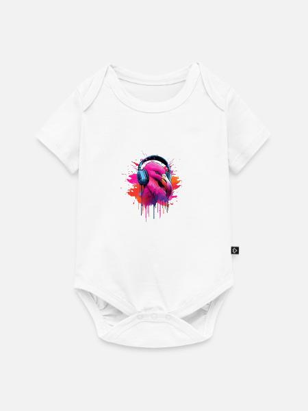 Flamingo Fusion - Baby Premium Kurzarmbody - Weiß