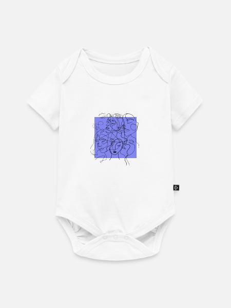 Gesichtslinie lila - Baby Premium Kurzarmbody - Weiß