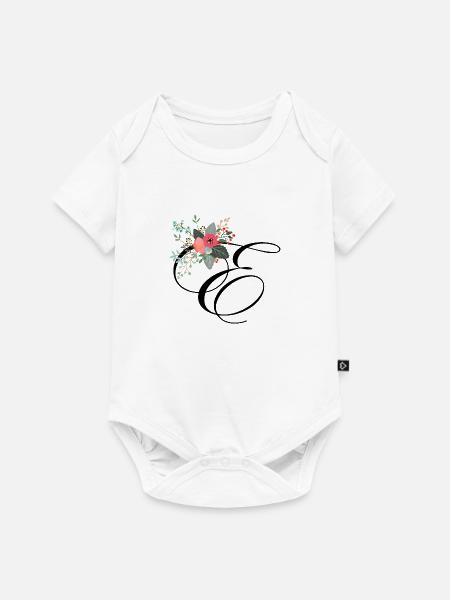 Letter e fleuris - Baby Premium Kurzarmbody - Weiß