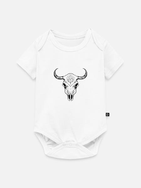 Kuh Schädel Boho - Baby Premium Kurzarmbody - Weiß