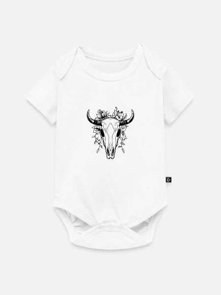 Kuh Schädel Boho - Baby Premium Kurzarmbody - Weiß