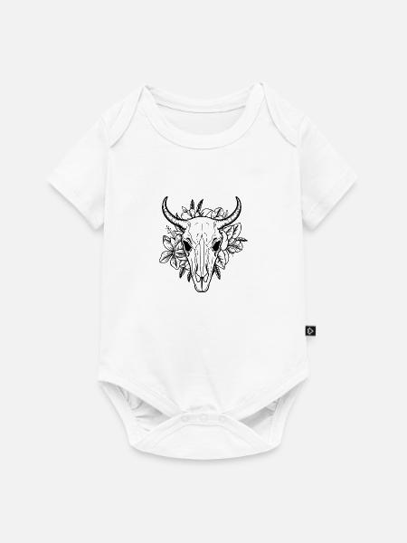 Kuh Schädel Boho - Baby Premium Kurzarmbody - Weiß