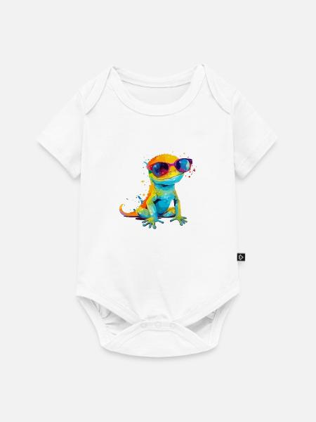 Djibril die Eidechse - Baby Premium Kurzarmbody - Weiß