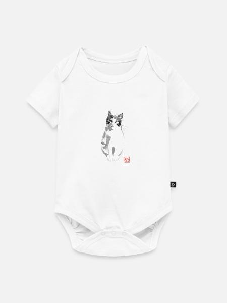 Verfragende Katze - Baby Premium Kurzarmbody - Weiß