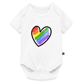 Regenbogenfahne LGBTQ Herz - Baby Premium Kurzarmbody - Weiß - Vorne