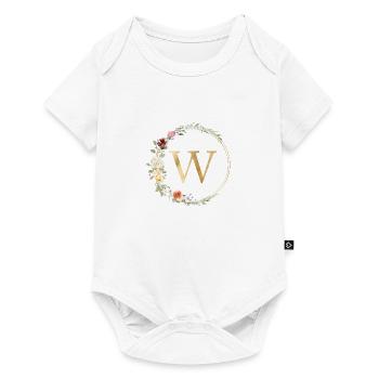 Monogramme personnalisable W Floral - Body à manches courtes Premium Bébé - blanc - Devant