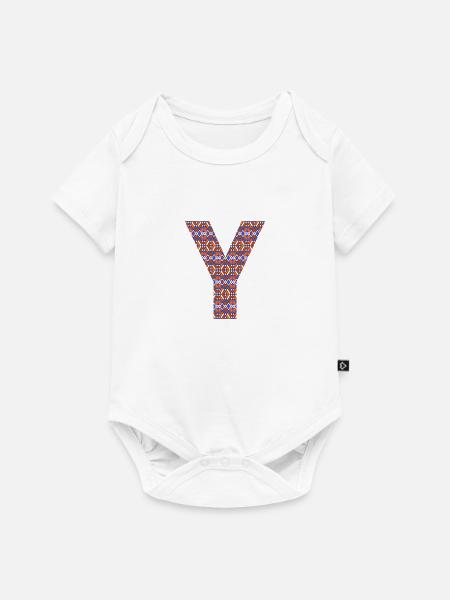 Monogramm Buchstabe Y - geometrisches Muster - Baby Premium Kurzarmbody - Weiß