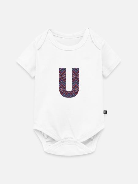Monogramm Buchstabe U- geometrisches Muster - Baby Premium Kurzarmbody - Weiß