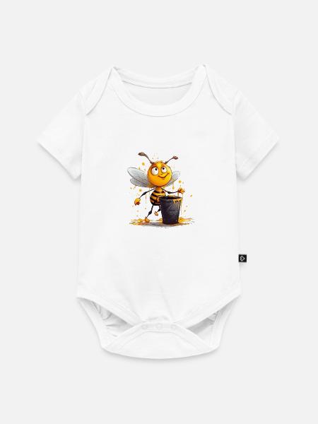 Biene hat den süßen Honigtopf entdeckt - Baby Premium Kurzarmbody - Weiß