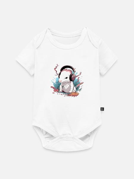 Axo, der audiophile Axolotl - Baby Premium Kurzarmbody - Weiß