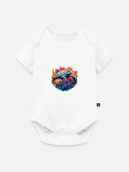 Lebendige Meeresschildkröte - Baby Premium Kurzarmbody - Weiß