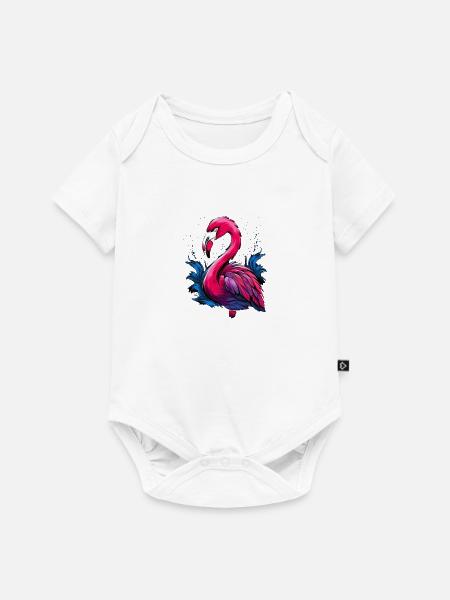 Rosa Flamingo / Flamingo - Baby Premium Kurzarmbody - Weiß