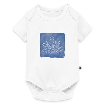 "Oktopus", Boho Line Art Design, Serie "Ocean" - Baby Premium Kurzarmbody - Weiß - Vorne