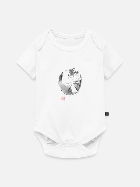 Runde Katze - Baby Premium Kurzarmbody - Weiß