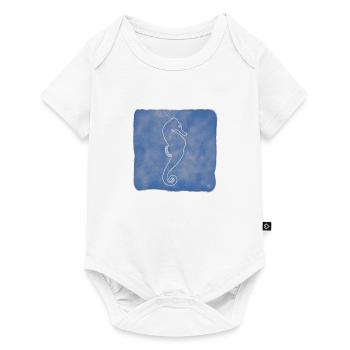 « Seahorse », Boho Line Art Design, Ocean Series - Body à manches courtes Premium Bébé - blanc - Devant