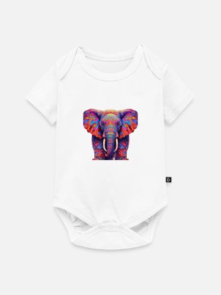 Psychedelischer Elefant - Baby Premium Kurzarmbody - Weiß