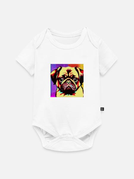 Mops Pop Art - Baby Premium Kurzarmbody - Weiß