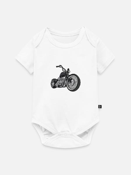 Schwarzer Chopper Grafik - Baby Premium Kurzarmbody - Weiß
