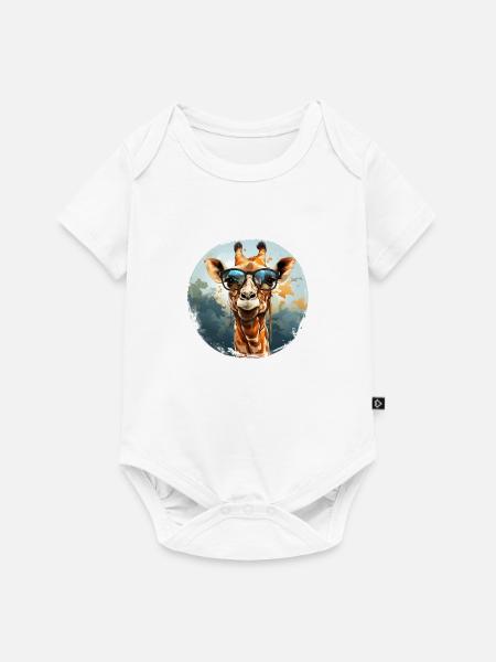 Girafe hipster animale avec des lunettes de soleil drôle - Body à manches courtes Premium Bébé - blanc