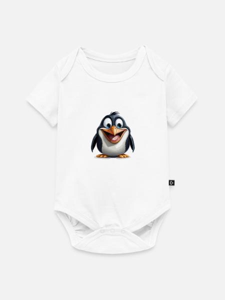 der Cartoon-Pinguin - Baby Premium Kurzarmbody - Weiß