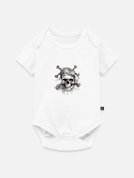 Piratenkopf Nr. 4 - Baby Premium Kurzarmbody - Weiß