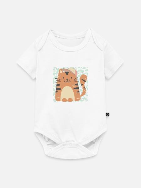 Glückliches Kätzchen. - Baby Premium Kurzarmbody - Weiß